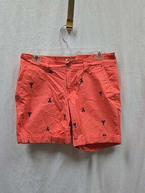 Old Navy Coral Shorts with Navy Lobster Embroidery